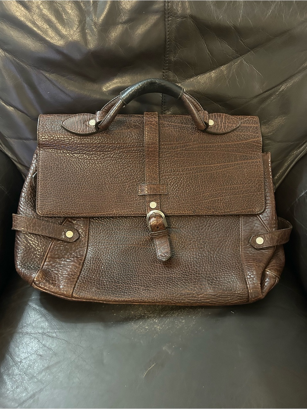 Salvatore Ferragamo Dark Brown Leather Briefcase Satchel